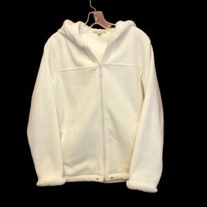 Carolyn Taylor/White  Fleece /zipper jacket / hood/ pockets / Size M /